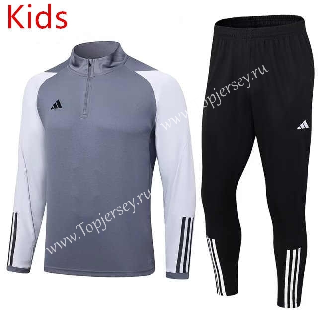 2023-2024 Adidas Light Gray Kids/Youth Soccer Tracksuit-411