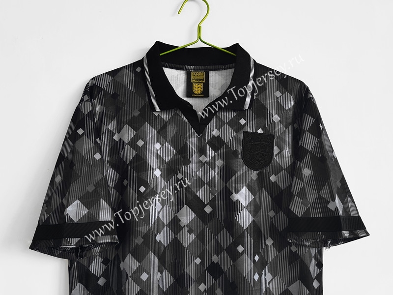 ( Without UMBRO ) Retro Version 1990 England Black&Gray Thailand Soccer Jersey AAA-C1046