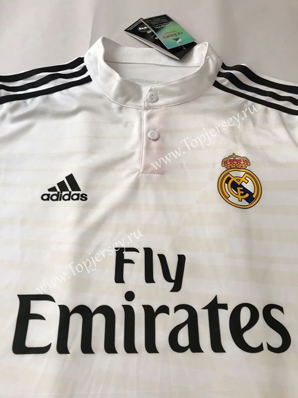 Retro Version 2014-2015 Real Madrid Home White LS Thailand Soccer Jersey AAA-SL