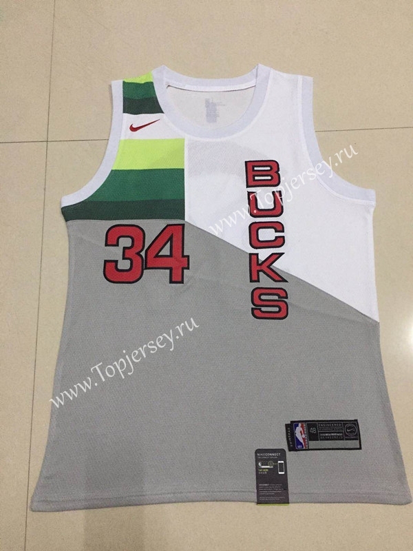 Earned Edition Milwaukee Bucks White #34 NBA Jersey