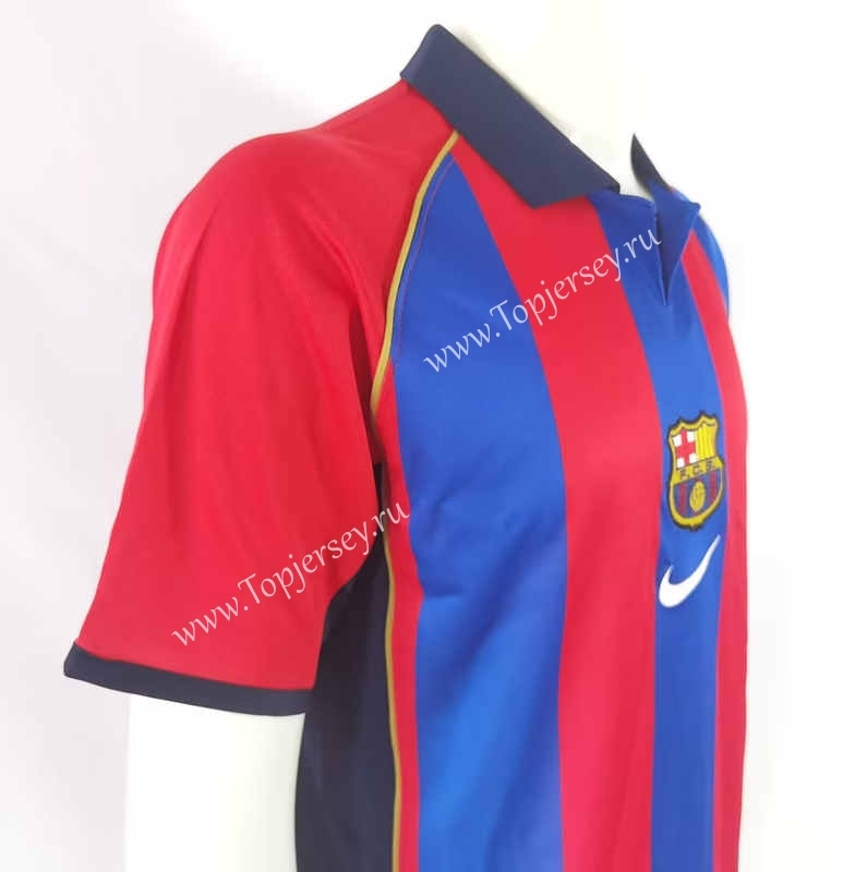Retro Version 01-02 Barcelona Home Red&Blue Thailand Soccer Jersey AAA-503