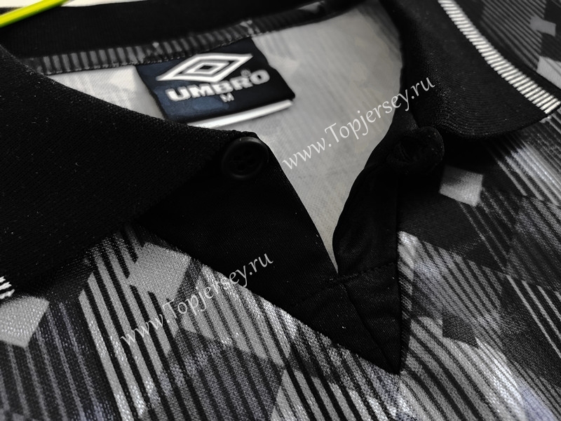 ( With UMBRO ) Retro Version 1990 England Black&Gray Thailand Soccer Jersey AAA-C1046