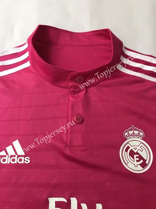 Retro Version 2014-2015 Real Madrid Away Pink LS Thailand Soccer Jersey AAA-SL