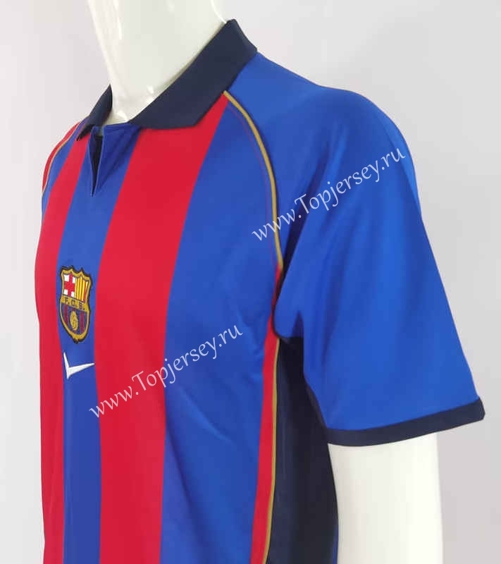 Retro Version 01-02 Barcelona Home Red&Blue Thailand Soccer Jersey AAA-503