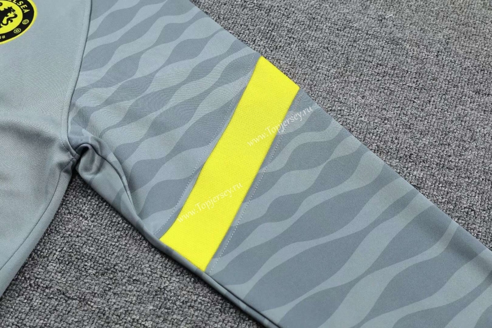 2021-2022 Chelsea Light Gray Thailand Soccer Tracksuit-CS