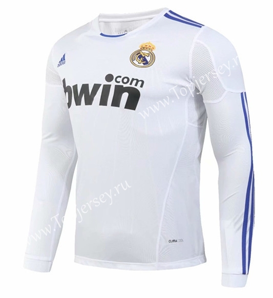 Retro Version 2010-2011 Real Madrid Home White LS Thailand Soccer Jersey AAA-SL