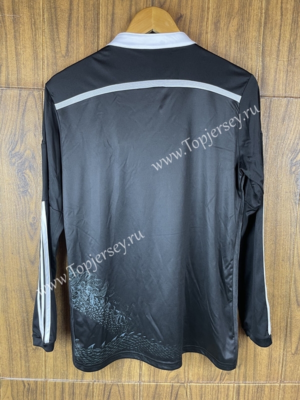Retro Version 14-15 Real Madrid Black LS Thailand Soccer Jersey AAA-SL