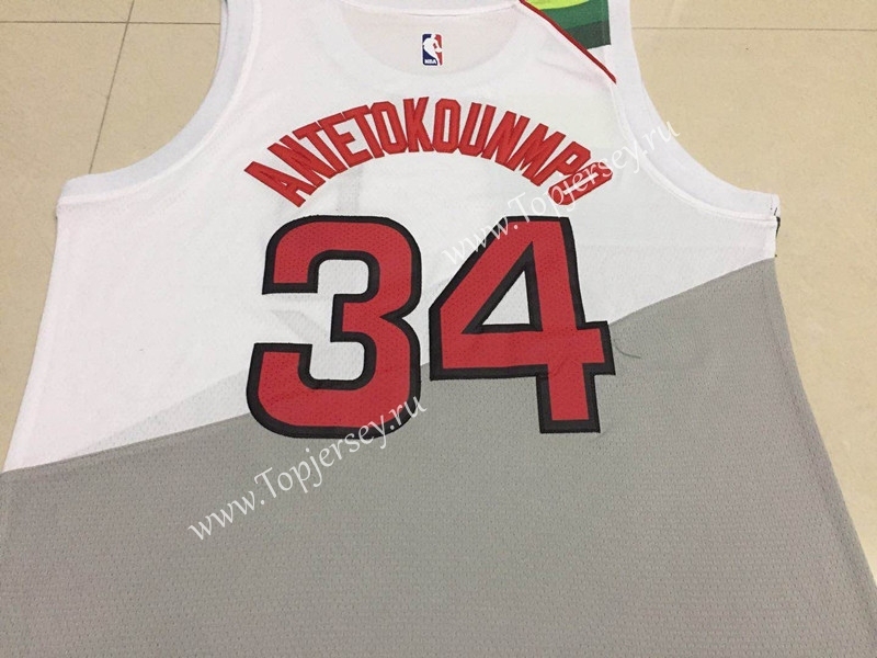 Earned Edition Milwaukee Bucks White #34 NBA Jersey