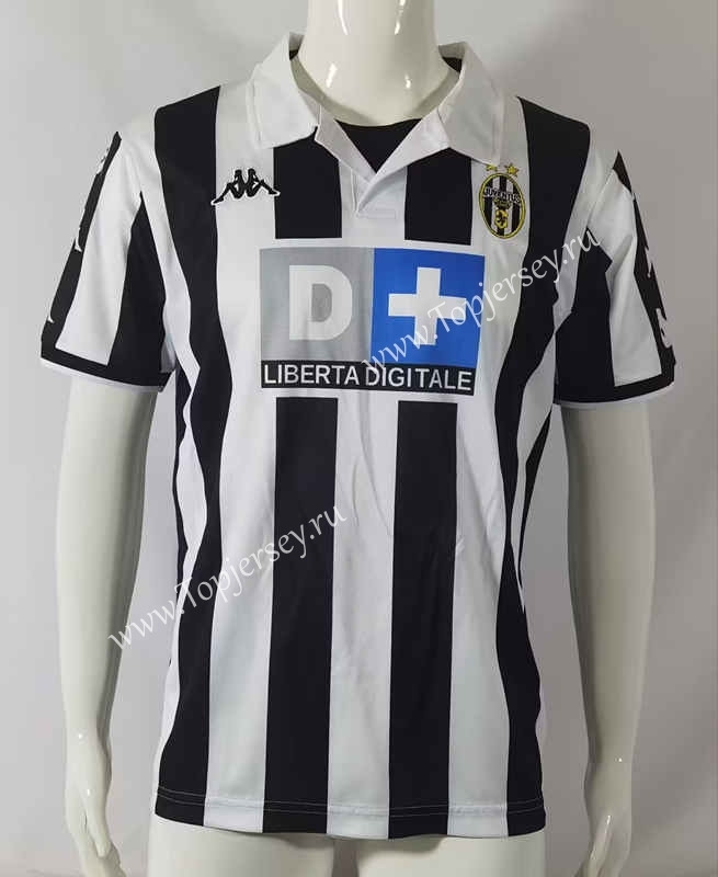 Retro Version 99-00 Juventus Home Black&White Thailand Soccer Jersey AAA-503