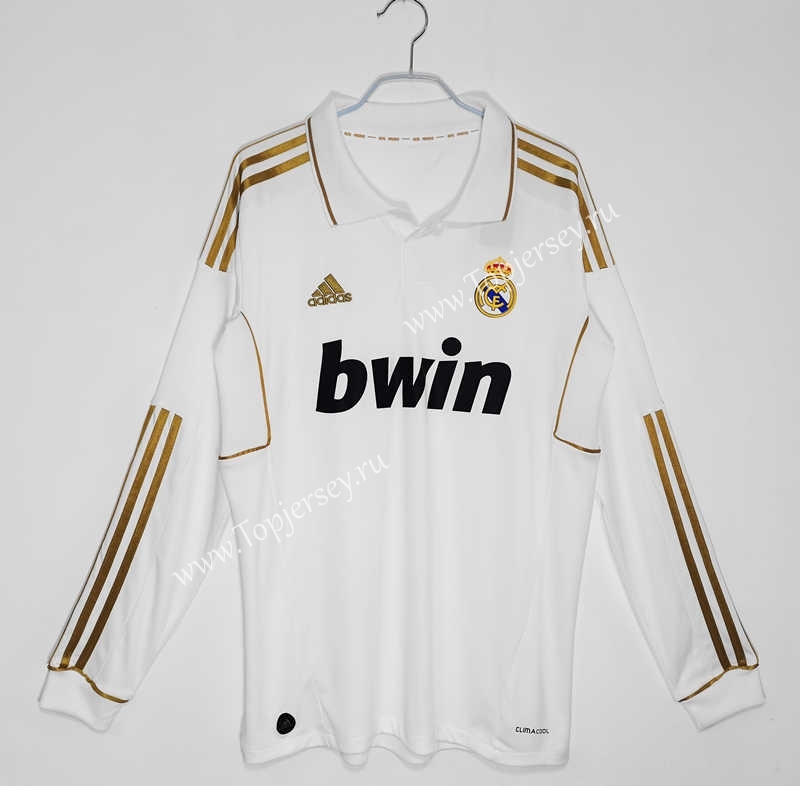 Retro Version 11-12 Real Madrid Home White LS Thailand Soccer Jersey AAA-C1046