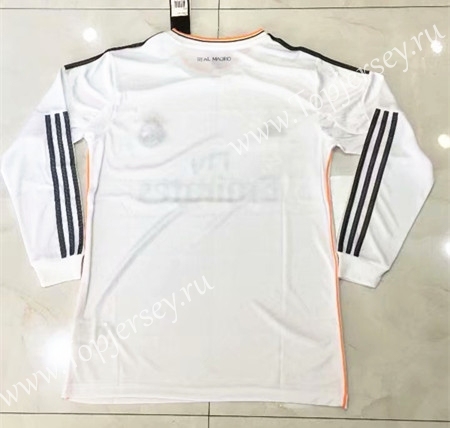 Retro Version 13-14 Real Madrid Home White LS Thailand Soccer Jersey AAA-826