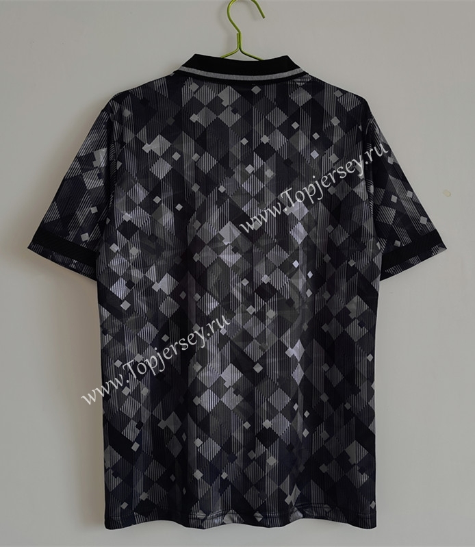 ( With UMBRO ) Retro Version 1990 England Black&Gray Thailand Soccer Jersey AAA-C1046