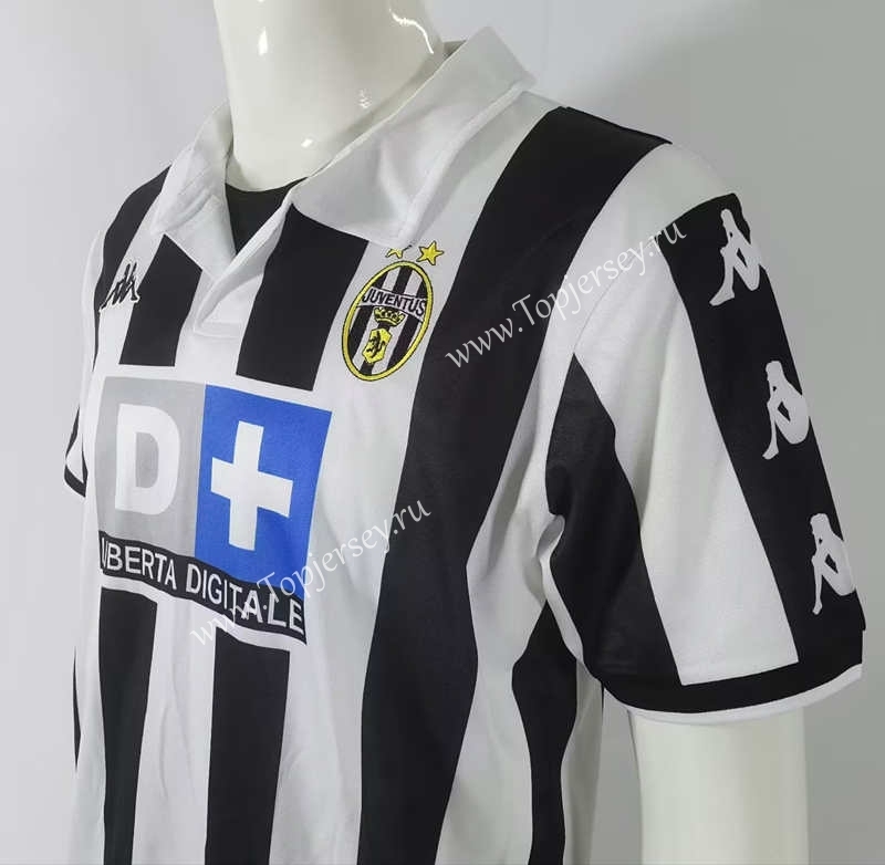 Retro Version 99-00 Juventus Home Black&White Thailand Soccer Jersey AAA-503