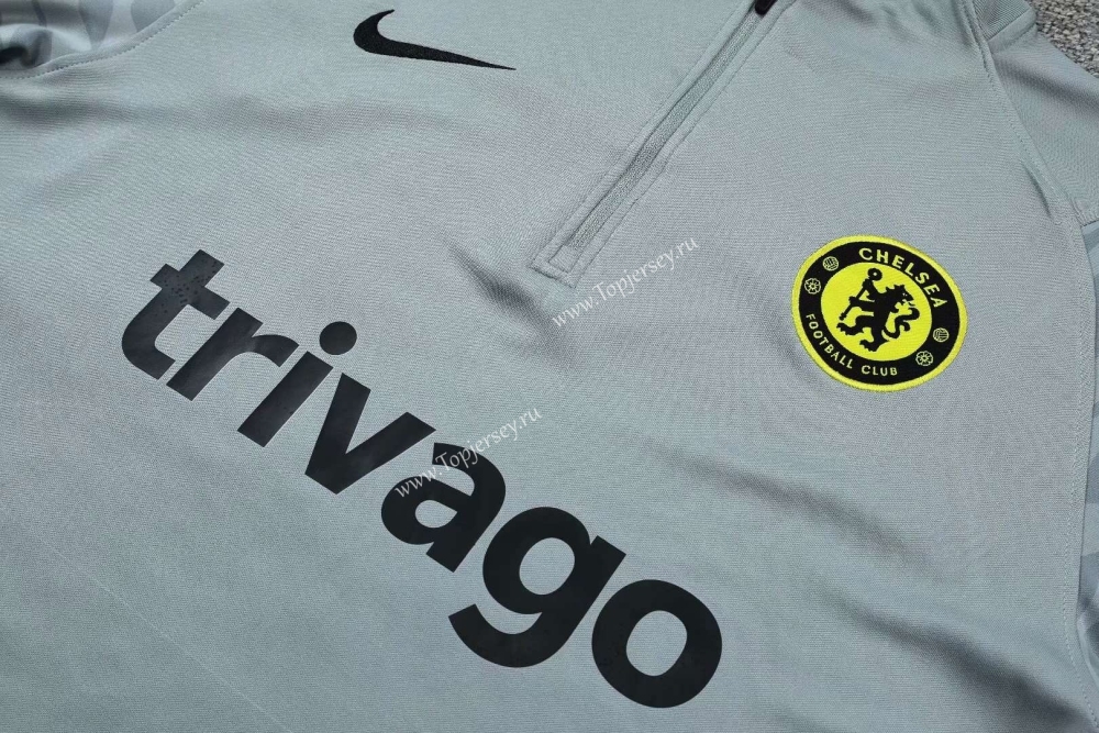 2021-2022 Chelsea Light Gray Thailand Soccer Tracksuit-CS