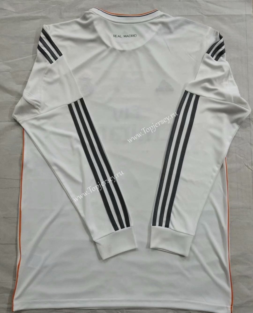 Retro Version 2014 Real Madrid Home White LS Thailand Soccer Jersey AAA-912