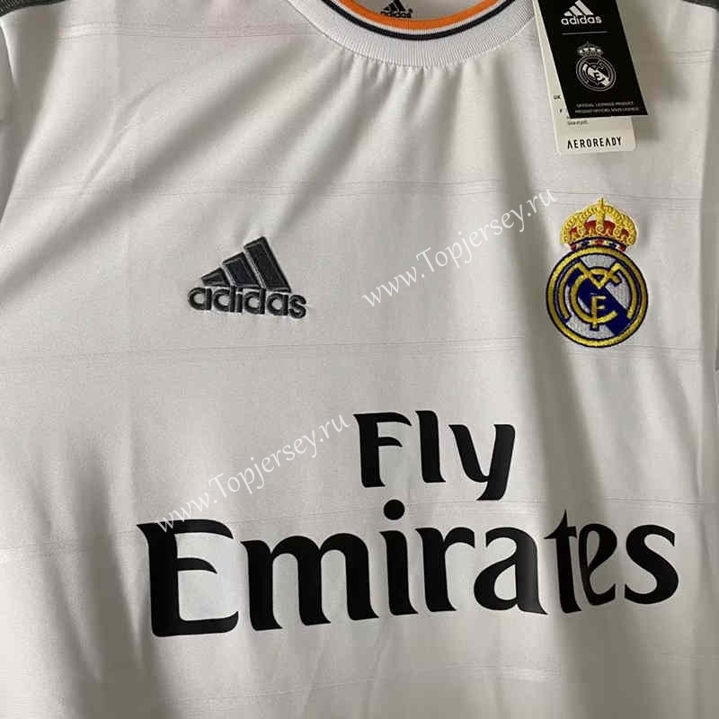 Retro Version 13-14 Real Madrid Home White LS Thailand Soccer Jersey AAA-6590