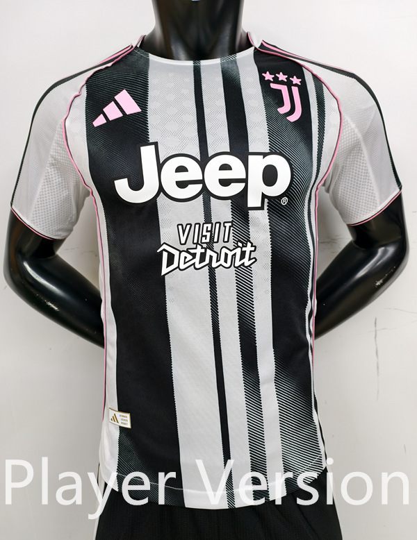Player Version 25-26 Juventus Home  Black&White Thailand Soccer Jersey AAA-9926