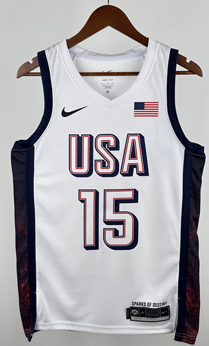 2024 Olympics USA White #15 NBA Jersey-311