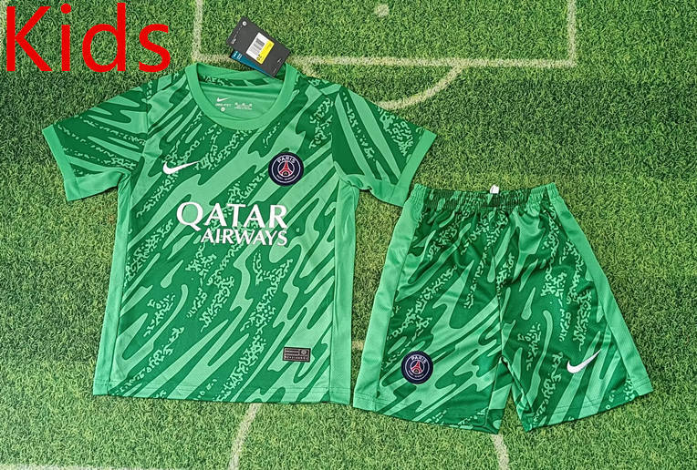 2024-2025 Paris SG Goalkeeper Green Kid/Youth Soccer Uniform-8679