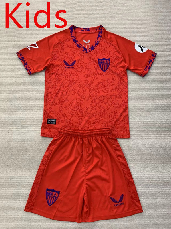 2024-2025 Sevilla Away Red Youth/Kids Soccer Uniform-AY