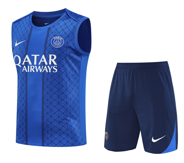 25-26 Paris SG Blue Thailand Training Soccer Vest Uniform-418