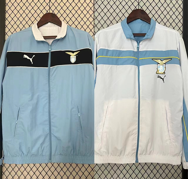 ( S-3XL) 2024-2025 Lazio Blue&White Double-Sided Wear Thailand Trench Coats-0255