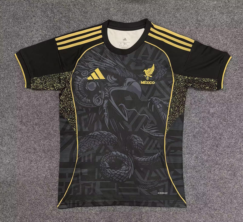 2025-2026 Snake Eagle Version Mexico Black&Golden Thailand Soccer Jersey-9070