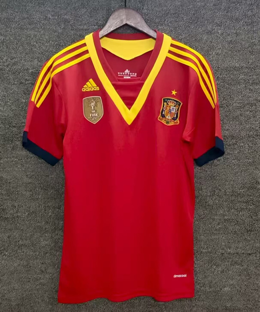 Retro Version 2013 Spain Home Red Thailand Soccer Jersey AAA-4130