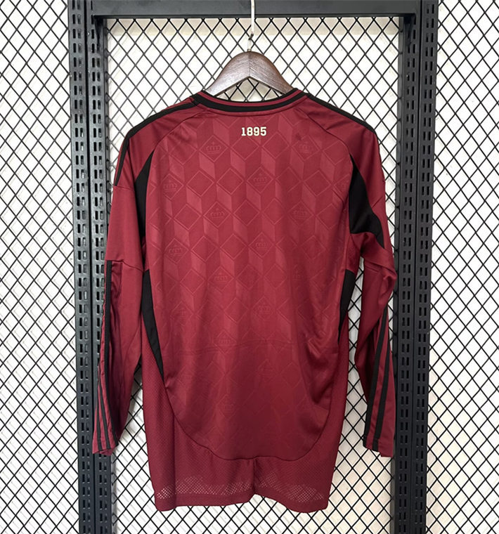 (S-4XL) 2024-2025 Belgium Home Maroon LS Thailand Soccer Jersey AAA-9663
