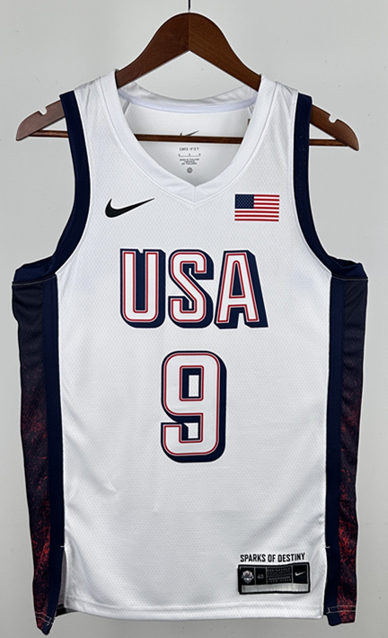2024 Olympics USA White #9 NBA Jersey-311