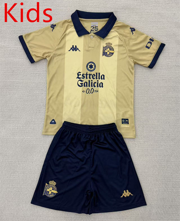 25-26 Commemorative Edition Deportivo La Coruña Yellow Kids/Youth Soccer Uniform-AY