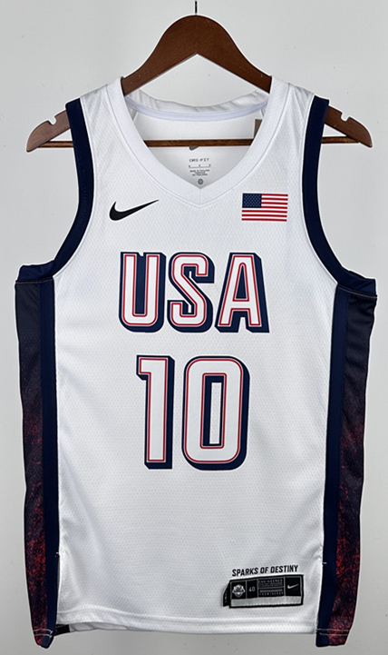 2024 Olympics USA White #10 NBA Jersey-311