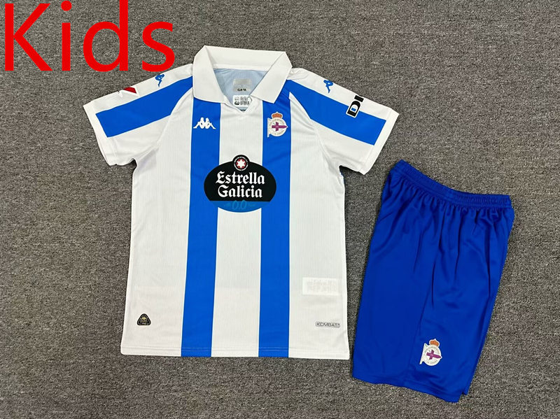 2024-2025 Deportivo La Coruña Home Blue&White Kids/Youth Soccer Uniform-7809