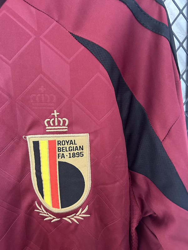 (S-4XL) 2024-2025 Belgium Home Maroon LS Thailand Soccer Jersey AAA-9663