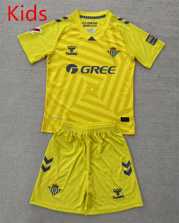 25-26 Real Betis Goalkeeper Yellow Kids/Youth Soccer Uniform-AY