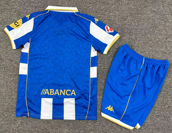 2025-2026 Deportivo La Coruña Home Blue&White Kids/Youth Soccer Uniform-7809