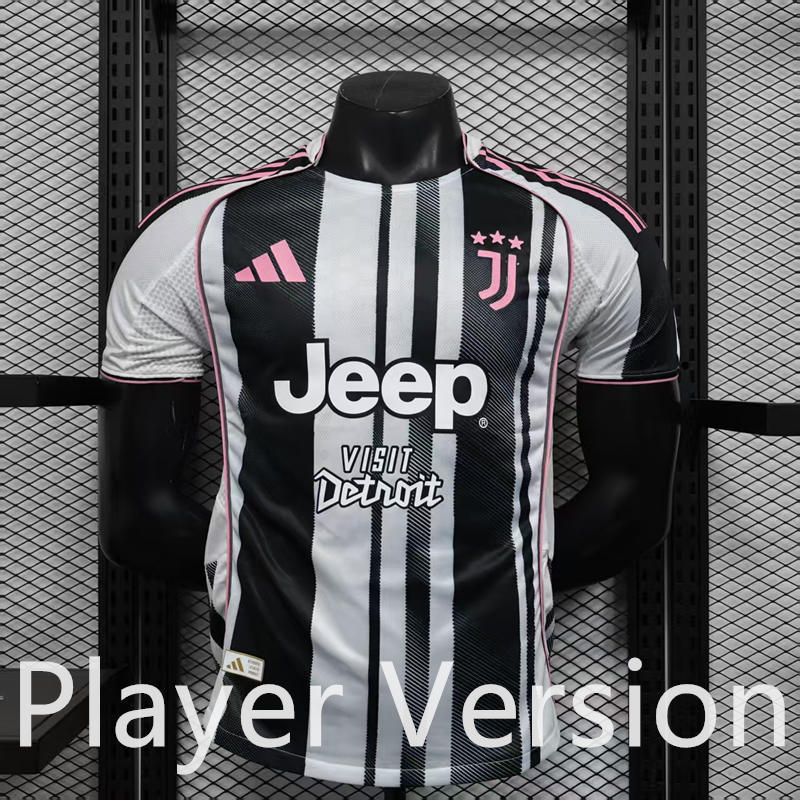 Player Version 25-26 Advertising Edition Juventus Home Black&White Thailand Soccer Jersey AAA-888