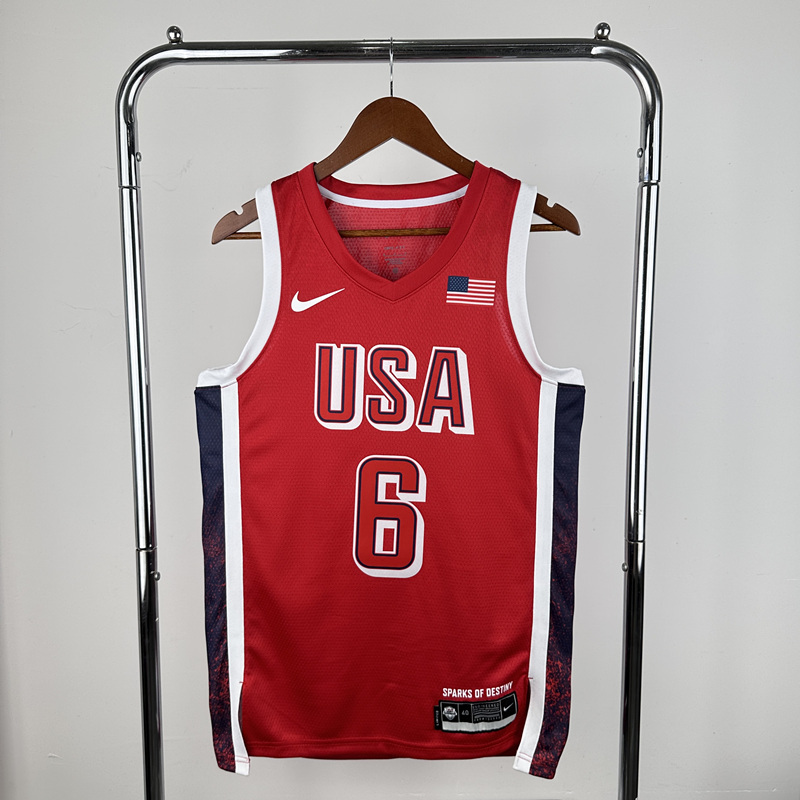2024 Olympics USA Red #6 NBA Jersey-311