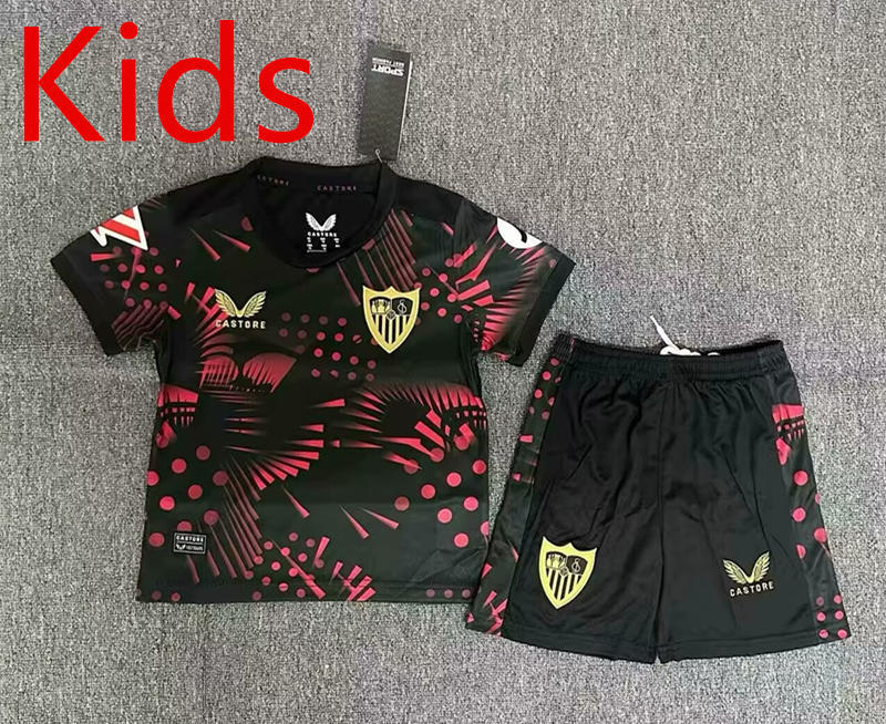 2024-2025 Sevilla 2nd Away Black Youth/Kids Soccer Uniform-2483