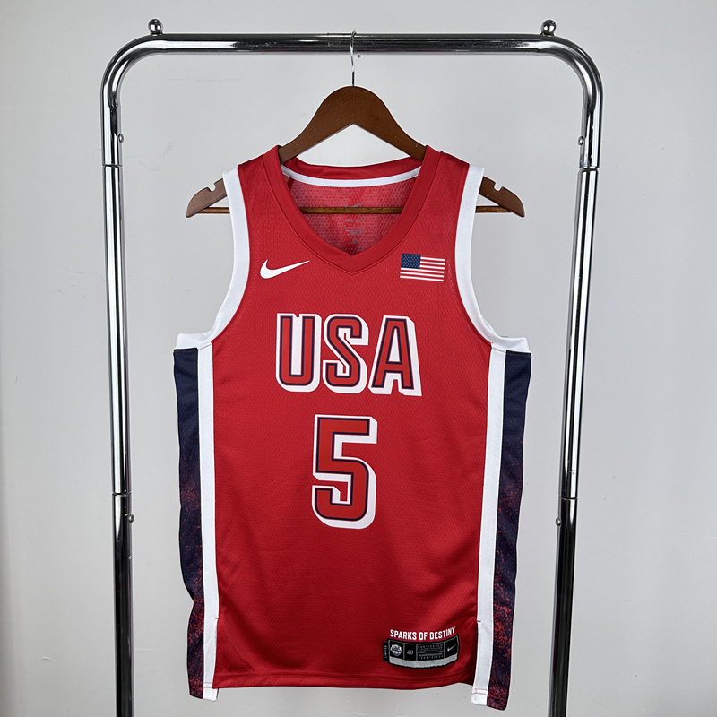 2024 Olympics USA Red #5 NBA Jersey-311