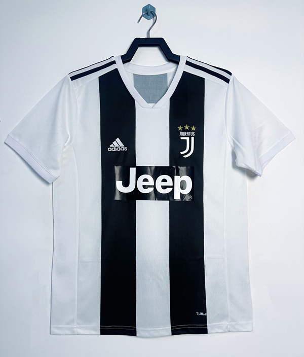 Retro Version 18-19   Juventus Home  Black&White Thailand Soccer Jersey AAA-811