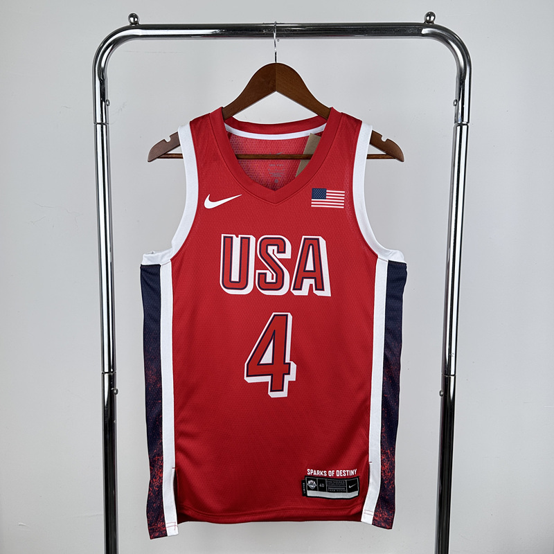 2024 Olympics USA Red #4 NBA Jersey-311