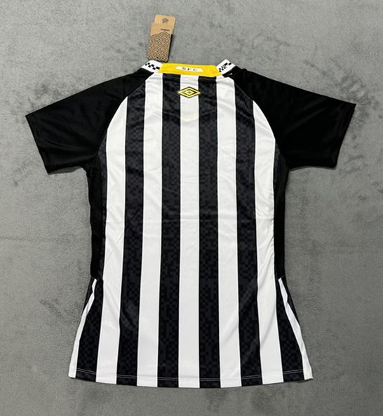 2025-26 Santos FC Away Black&White Stripe Women Thailand Soccer Jersey AAA-4506