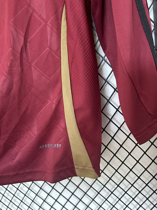 (S-4XL) 2024-2025 Belgium Home Maroon LS Thailand Soccer Jersey AAA-9663