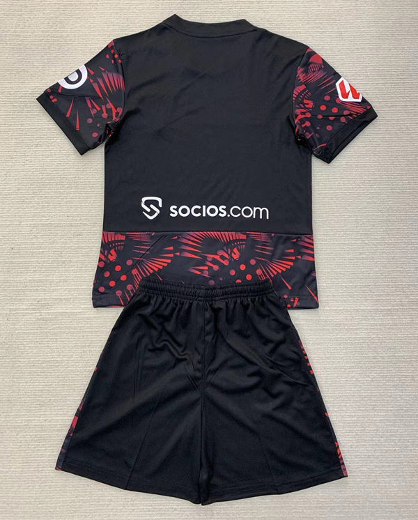 2024-2025 Sevilla 2nd Away Black&Red Youth/Kids Soccer Uniform-AY
