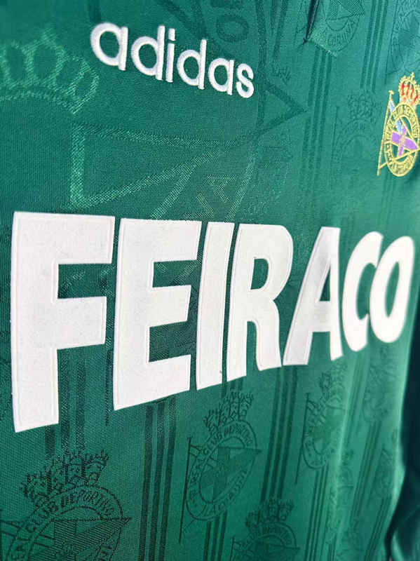 Retro Version 99-00 Deportivo La Coruña Away Green LS Thailand Soccer Jersey AAA-811