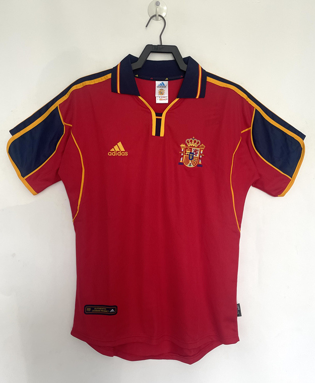 Retro Version 2000 Spain Home Red Thailand Soccer Jersey AAA-811
