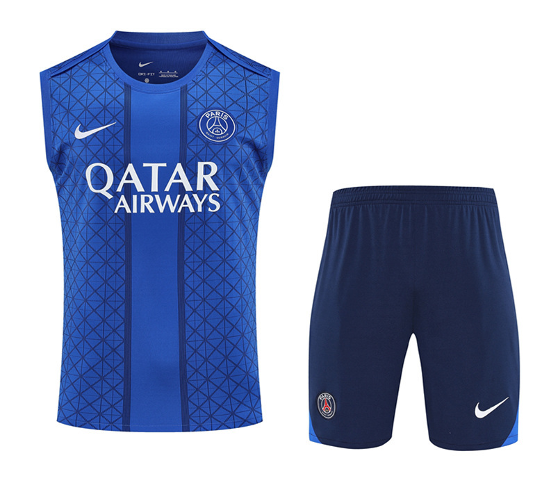 25-26 Paris SG Blue Thailand Training Soccer Vest Uniform-418