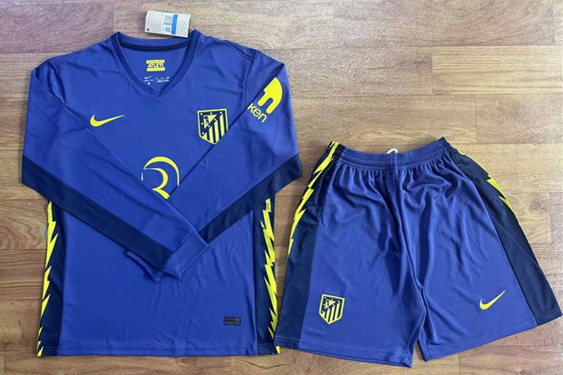 25-26 Atlético Madrid Away Blue LS Soccer Uniform-709