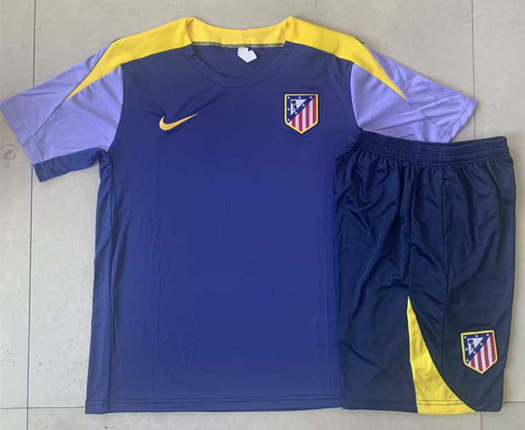 25-26 Atlético Madrid Cyan Short-sleeved Thailand Soccer Tracksuit-815